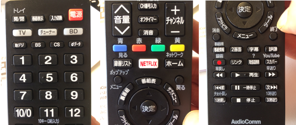 オーディオコム汎用TVリモコンの機能